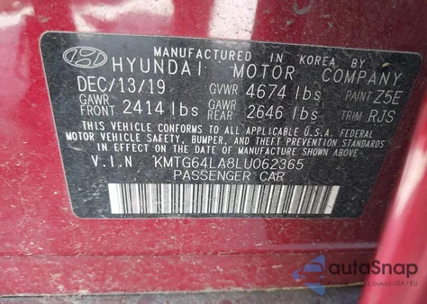 2020 Genesis G70 2.0T Rwd из США, поврежденный, VIN KMTG64LA8LU062365